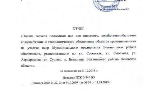 Отчет Бежаницкое МП Водоканал